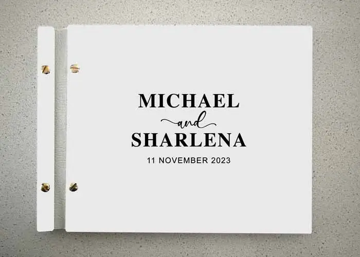 Black Text on White Acrylic Guest Book
