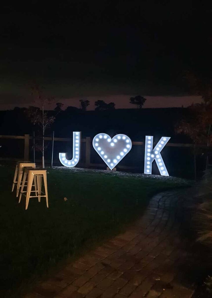 Oz Photo Booths - Light Up Letters - J heart K