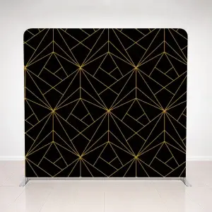 Oz PhotoBooths -Black & Gold Geo Tension Fabric Backdrop